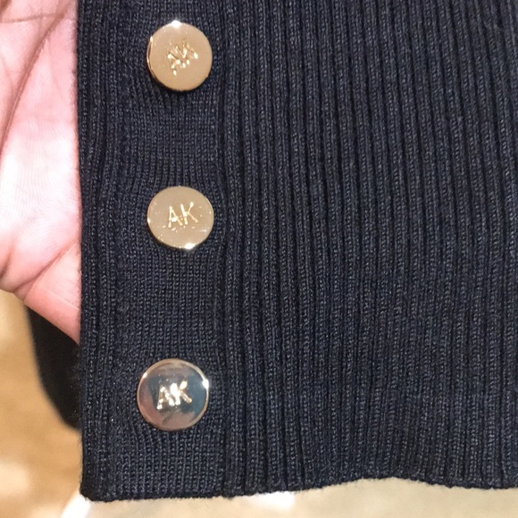 Anne Klein Black Sweater Dress with Turtleneck and Gold Button Detail-Size L - Picture 5 of 9